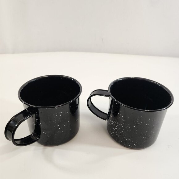 EVO Car Share Camping Enamel Mugs Black Speckled Outdoor Drinking Cups x 2 - Picture 6 of 11